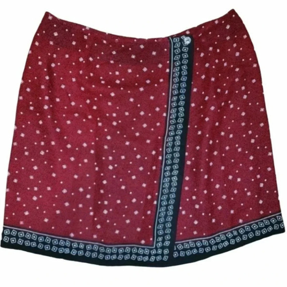 Charter Club 14P red print wrap around skirt - Picture 1 of 4